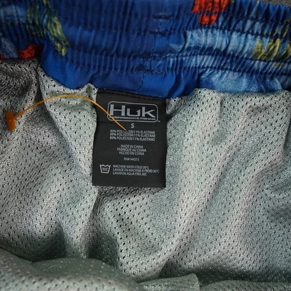 Huk Swim Trunks Mens Small Blue 5.5" Lined Floral Pier Volley Shorts Fishing - Picture 4 of 8